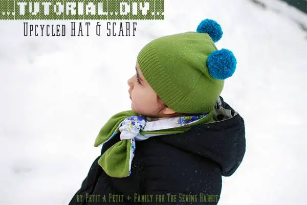 DIY : un bonnet et une écharpe à partir d’un pull à recycler