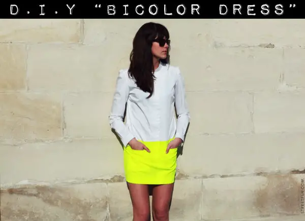 DIY : robe bicolore à partir d’une chemise blanche