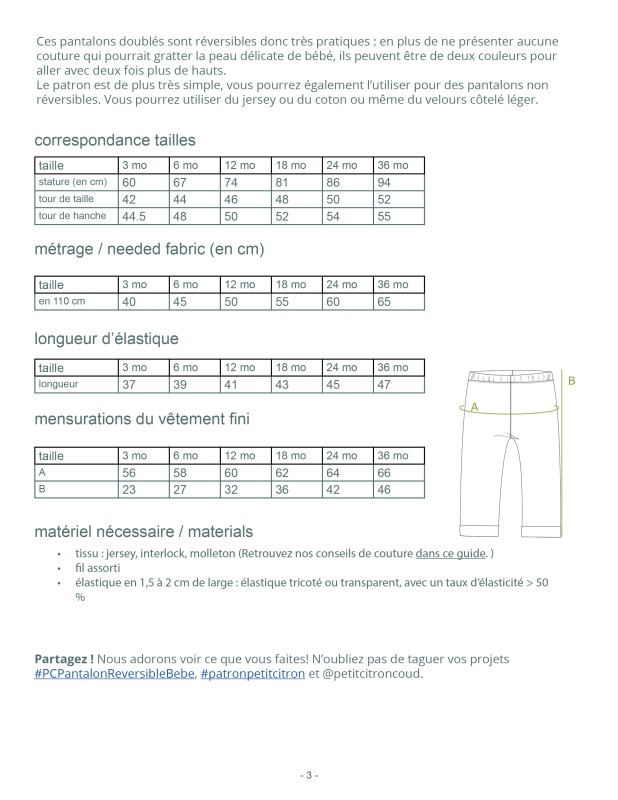 Pantalon réversible pour bébé