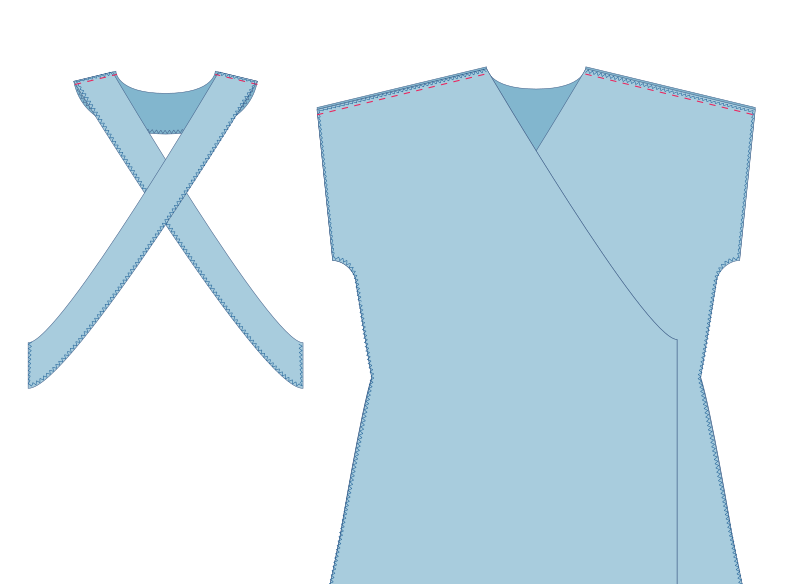 Robe portefeuille Poppy à manches japonaises - étape n°3