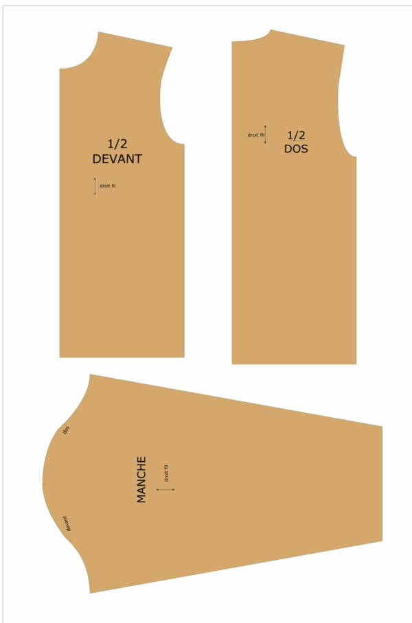 Corsage & manche base - hommes - taille 36 à 68