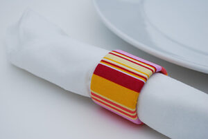 recycled fabric napkin rings from saran wrap tubes