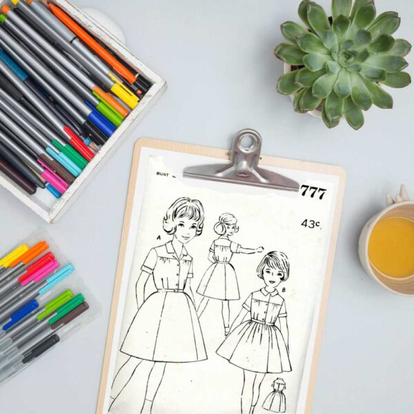 Pages à colorier Patrons de couture vintage - Fichiers PDF et JPG