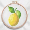présentation toile point de croix Citron jaune