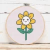présentation toile point de croix Fleur chibi
