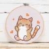 présentation toile point de croix Chat amoureux