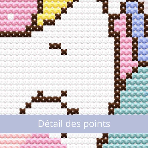 détail des points Licorne ange kawaii