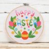 présentation toile point de croix Happy easter
