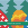 détail des points Oeufs de päques dans un pré