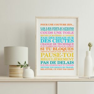 posters "règles pour une couture zen'