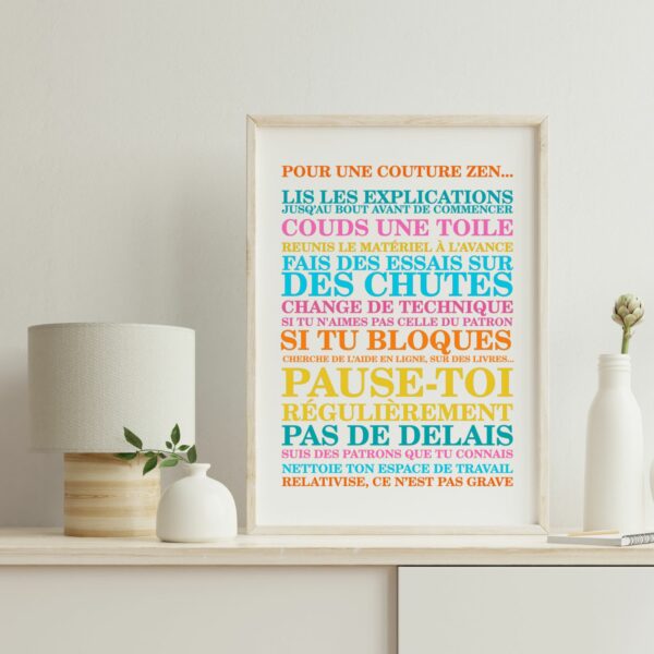 posters "règles pour une couture zen'