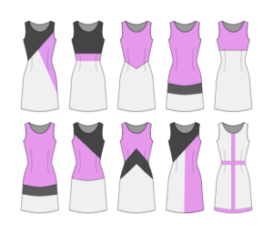 10 manières de coudre une robe avec des chutes de tissu : colorblock