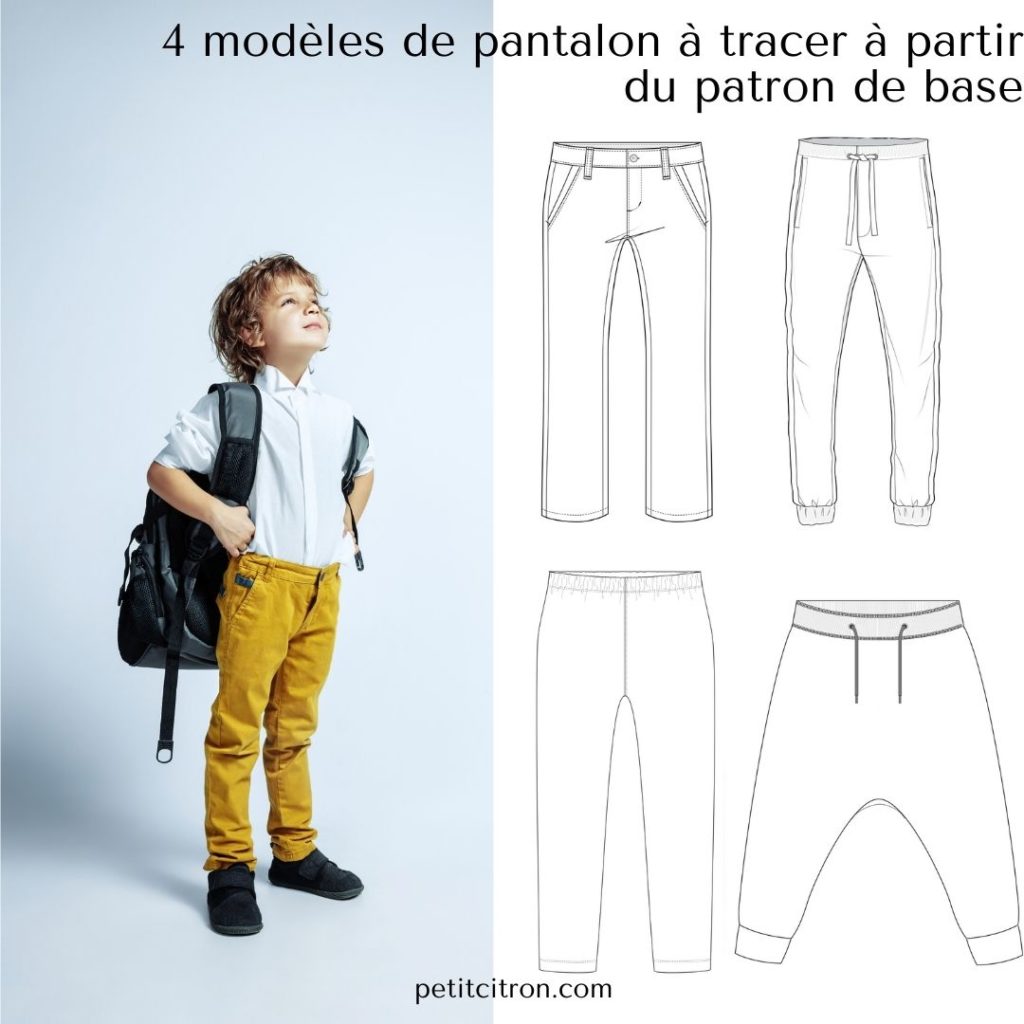 Leçon patronage: tracer patrons couture pantalons pour enfants