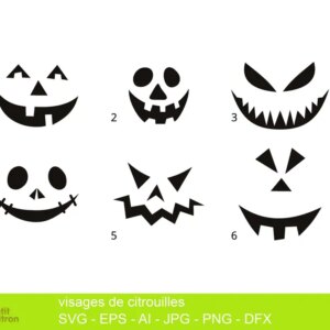 Fichier de découpe: visages citrouilles