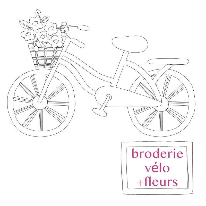 Grille de broderie: Vélo+fleurs