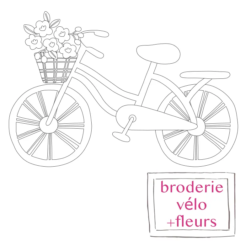 Grille de broderie: Vélo+fleurs