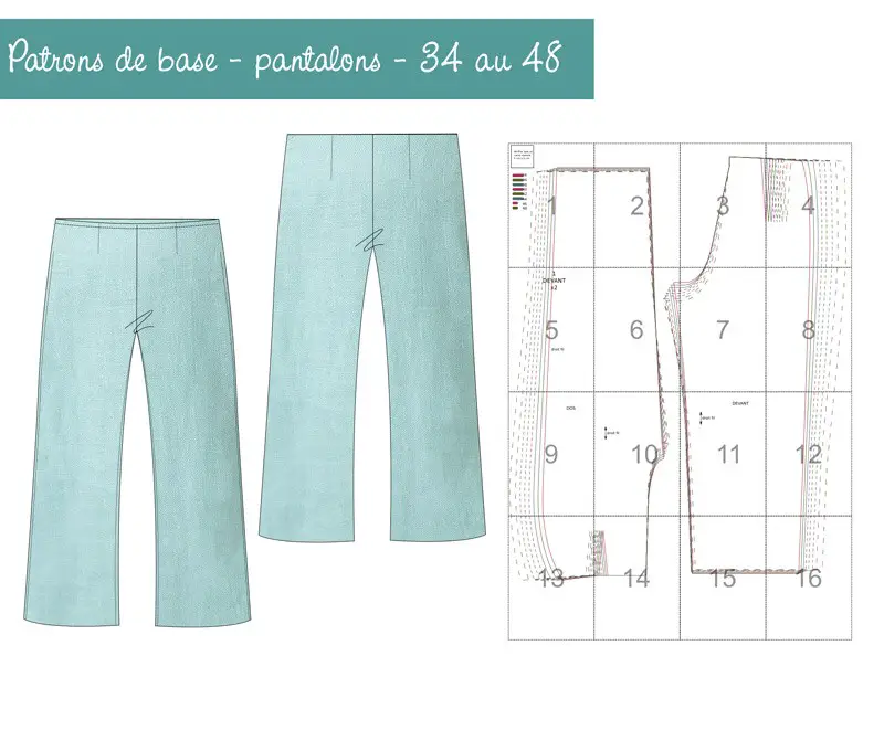 Patrons de base - pantalon femmes - taille 34 à 56