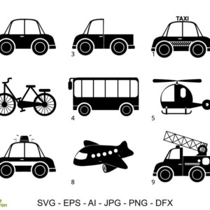 Fichiers de découpe : moyens de transport (naïf)