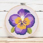 Point de croix Orchidée jaune et violette