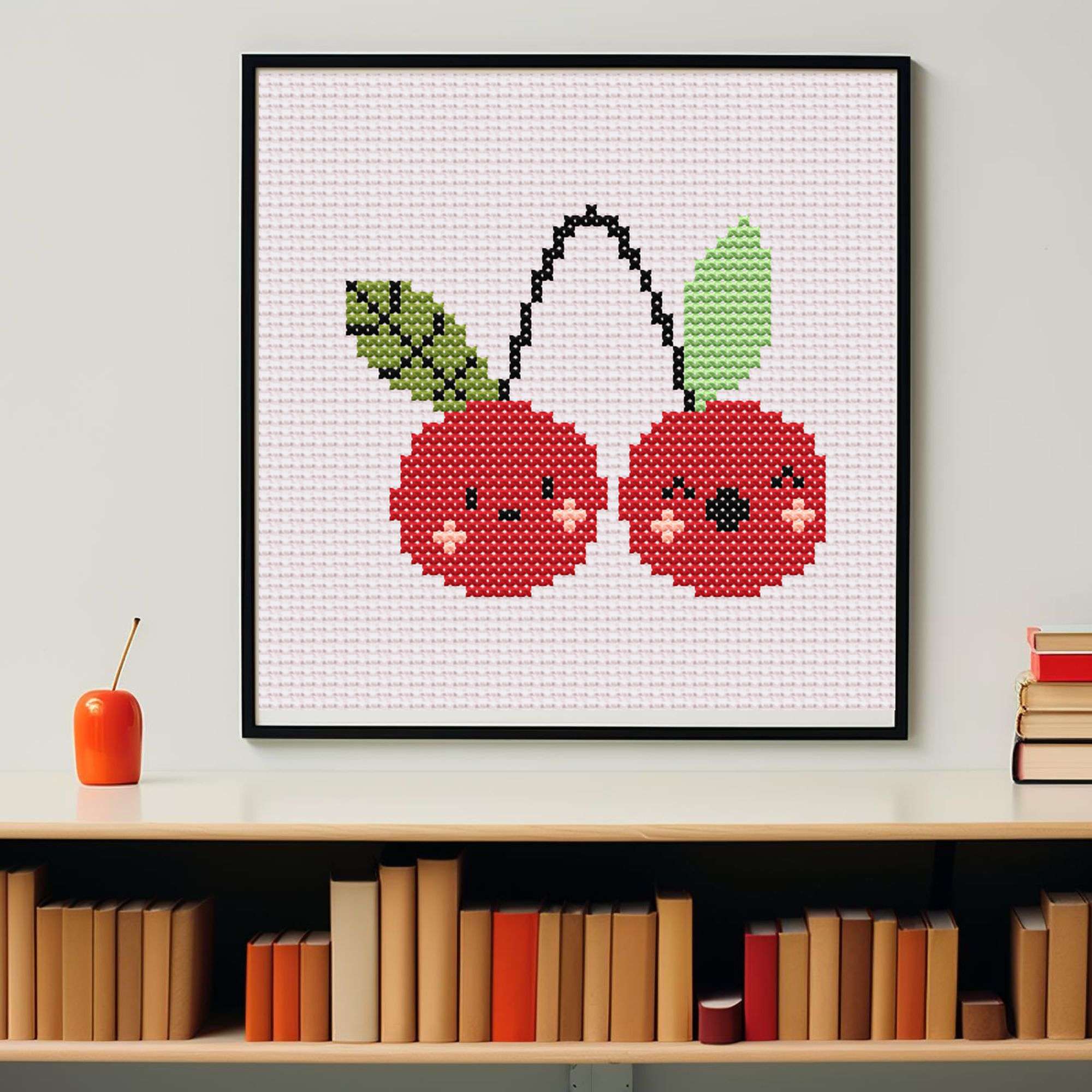 Cerises kawaii dans un cadre