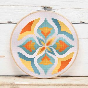 présentation toile point de croix Mandala Fleur de lotus