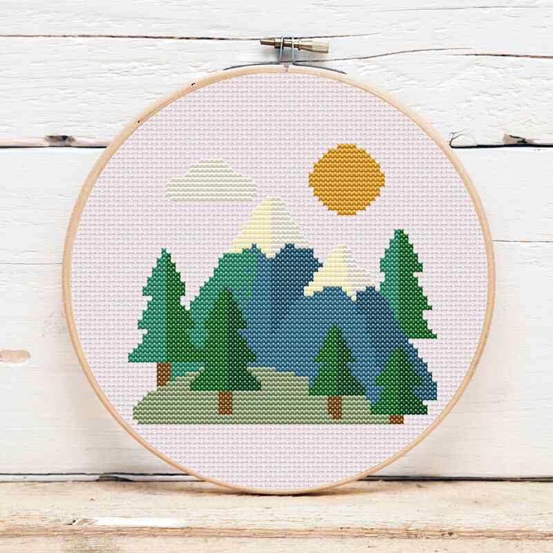 présentation toile point de croix Le grand air