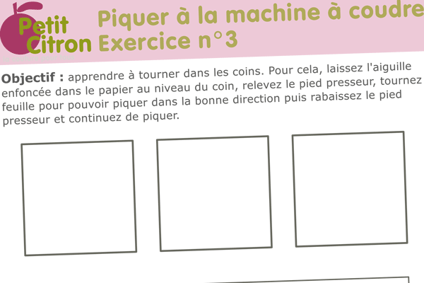 piquer à la machine Fiches pour s'entrainer à piquer à la machine